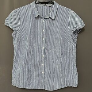L.L. Bean Blue and White Striped Shirt